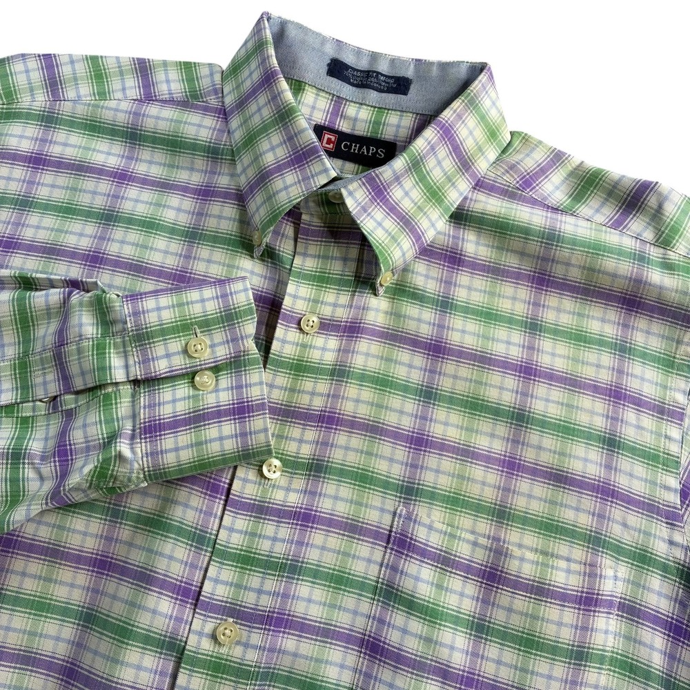 Chaps Men's Long Sleeve Button Up Shirt Classic Fit Oxford 16-16.5 34/35 1024